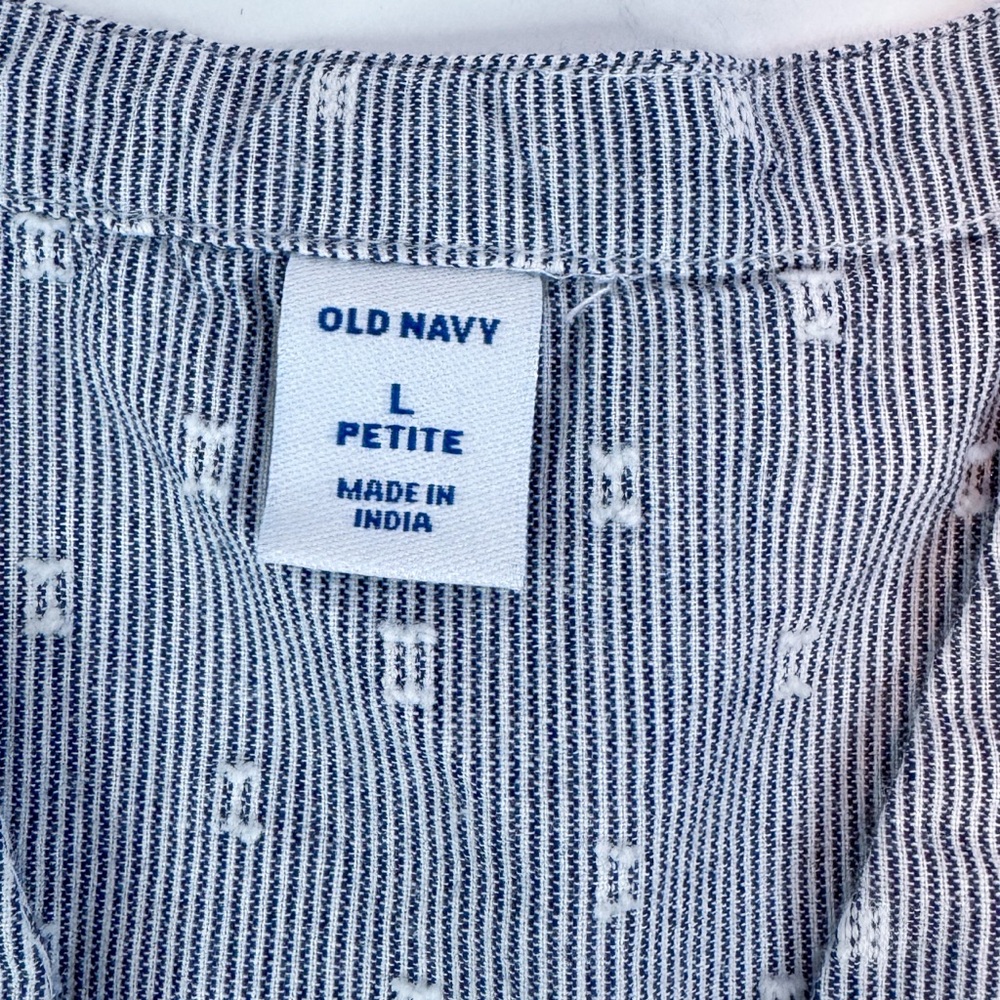 Old Navy Petite Gray Stripe Swiss Dot Flutter Sleeve Dress L Petite - Picture 10 of 10